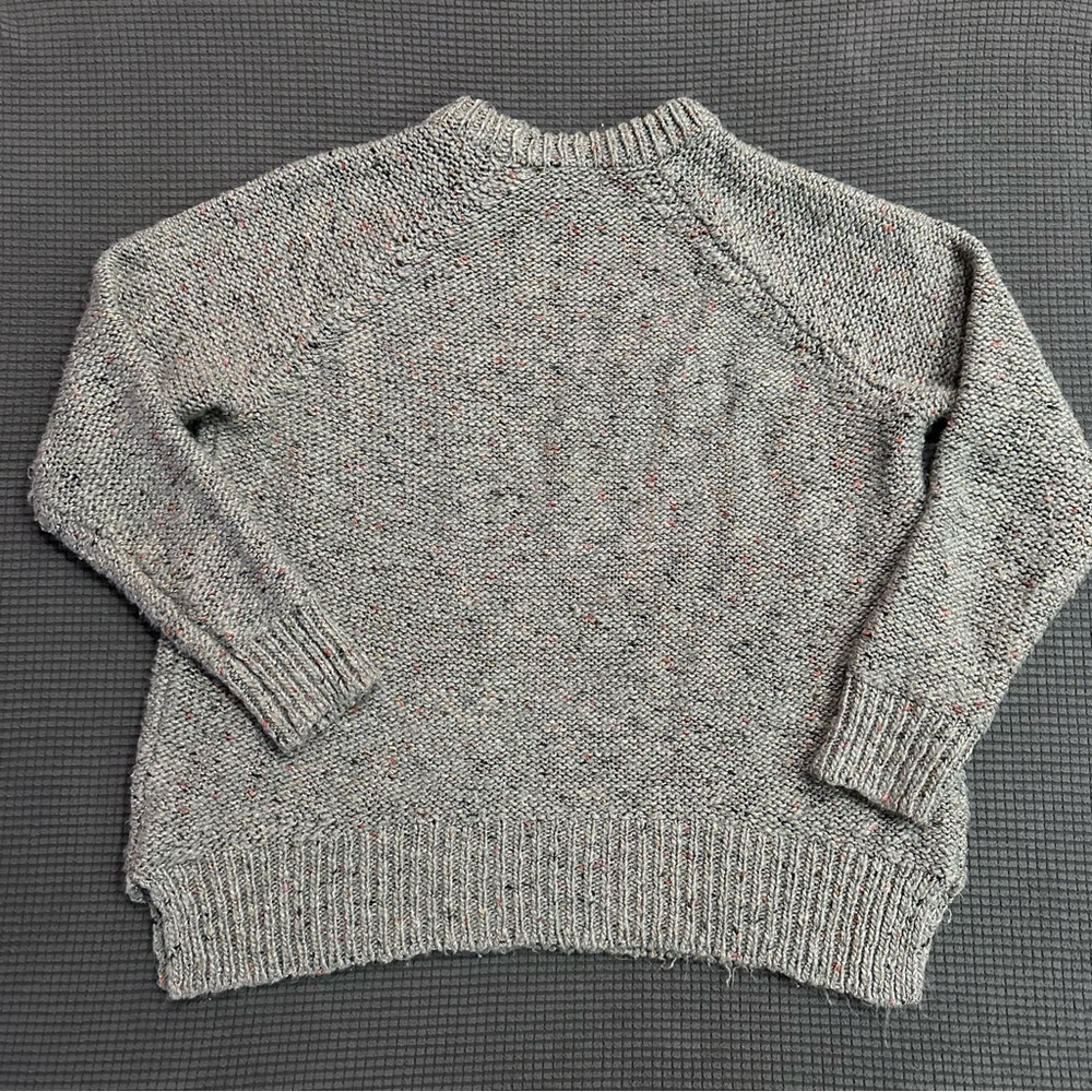 Mossimo Supply Co Gray Speckled Knit Sweater Women Large Side Slit Cozy Pullover - Picture 5 of 6